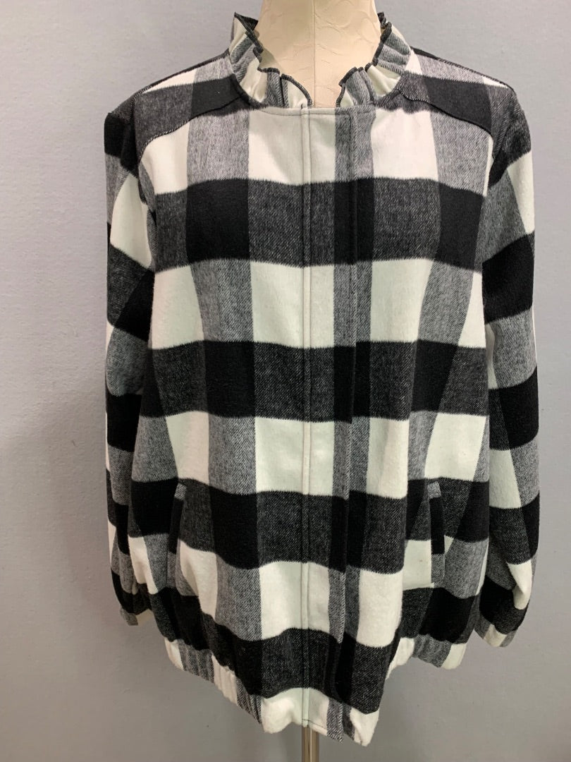 Size 2X Cj Banks Womens Zip Up Wool Blend Jacket Buffalo Plaid