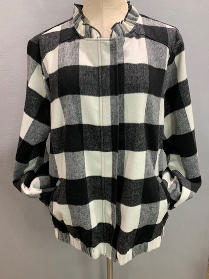 Size 2X Cj Banks Womens Zip Up Wool Blend Jacket Buffalo Plaid