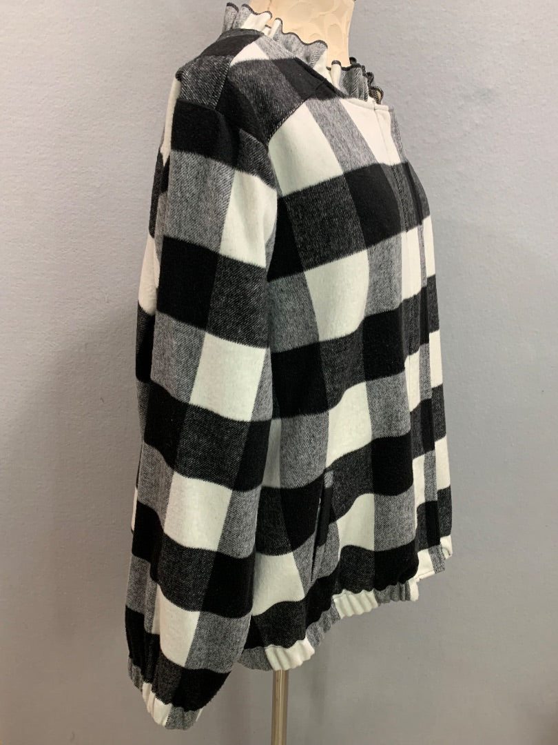 Size 2X Cj Banks Womens Zip Up Wool Blend Jacket Buffalo Plaid