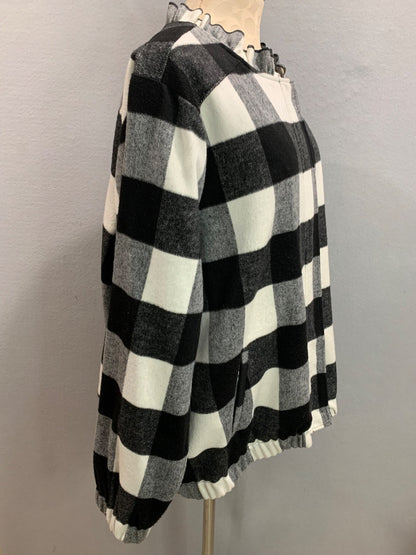 Size 2X Cj Banks Womens Zip Up Wool Blend Jacket Buffalo Plaid