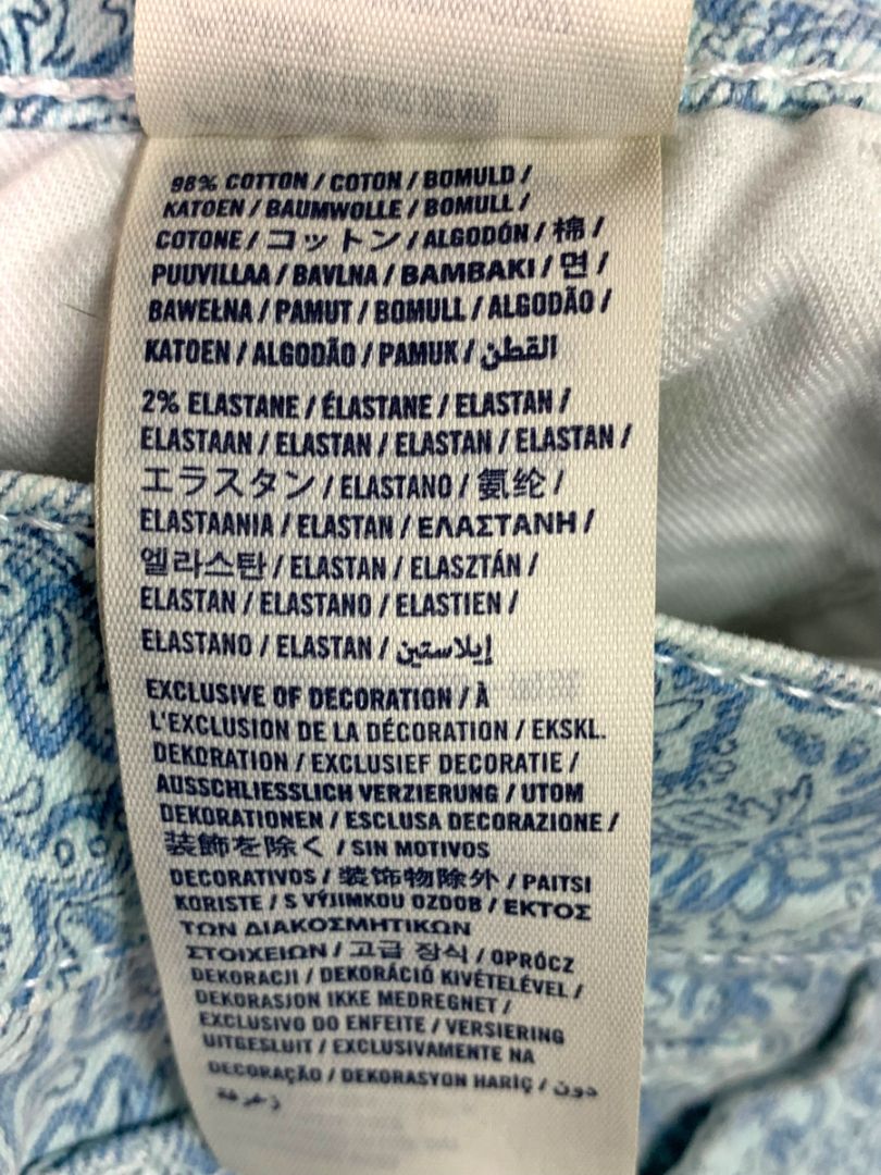 Size 16 Abercrombie Kids Girls Print Jean Shorts Light Wash Denim Raw Hem