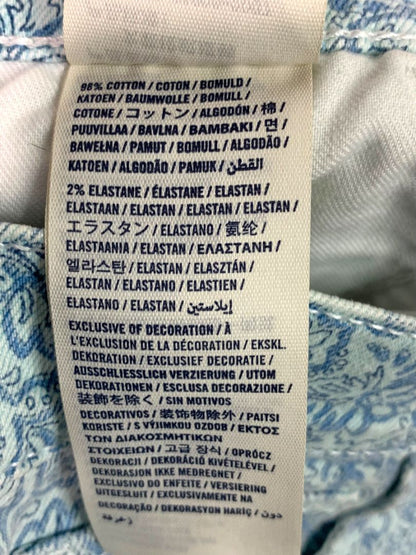 Size 16 Abercrombie Kids Girls Print Jean Shorts Light Wash Denim Raw Hem