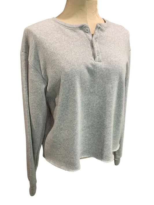 One Size Brandy Melville Womens Gray Henley Sweatshirt Fleece Lined