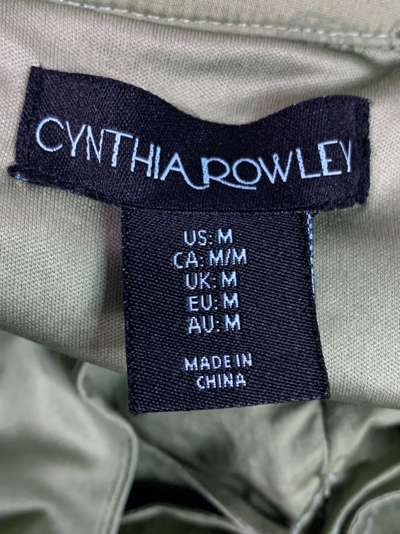 Medium Cynthia Rowley Sage Green Eyelet Poplin Cotton Belted Dress