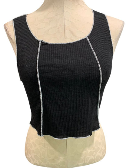Size 10 Princess Polly Womens Black Contrast Stitch Ribbed Tank Top