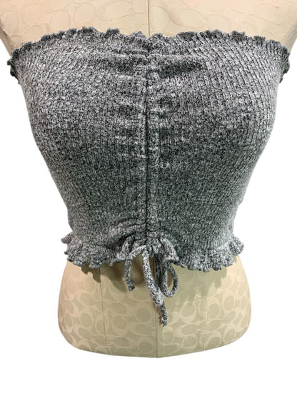 Medium Better Be Marled Sweater Knit Strapless Crop Tube Top Frill Trim
