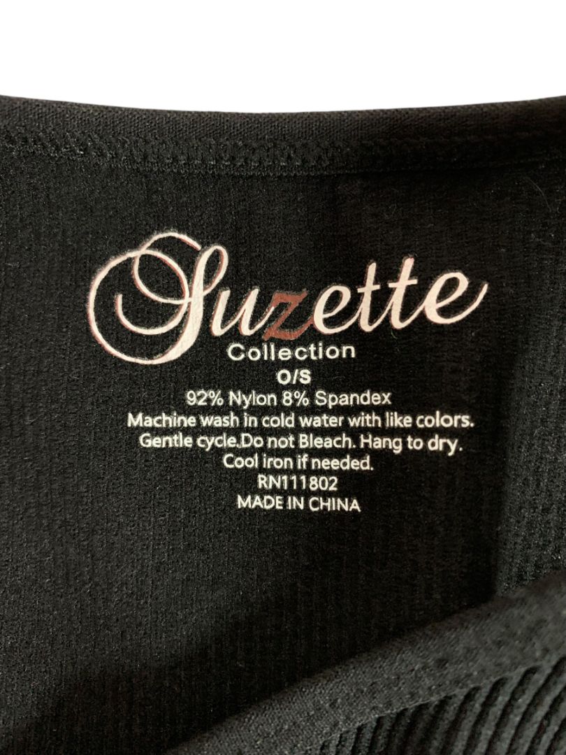 One Size Suzette Womens Black Tank Ribbed Crop Asymmetrical Cutout