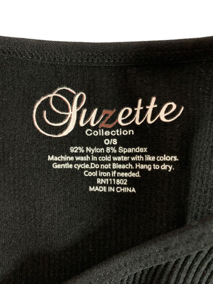 One Size Suzette Womens Black Tank Ribbed Crop Asymmetrical Cutout