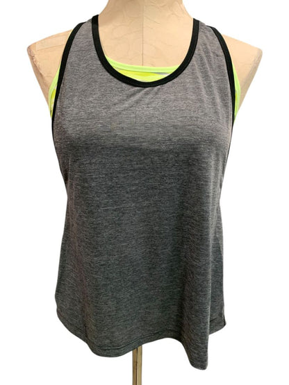 Medium Nike Dri Fit Womens Sports Bra Attached Tank Top Black Neon Green