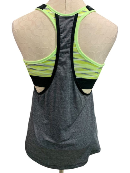 Medium Nike Dri Fit Womens Sports Bra Attached Tank Top Black Neon Green