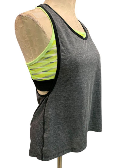Medium Nike Dri Fit Womens Sports Bra Attached Tank Top Black Neon Green