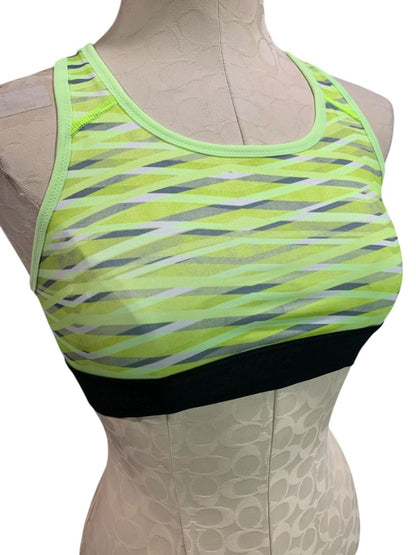 Medium Nike Dri Fit Womens Sports Bra Attached Tank Top Black Neon Green