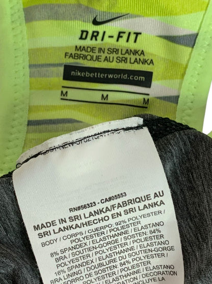 Medium Nike Dri Fit Womens Sports Bra Attached Tank Top Black Neon Green