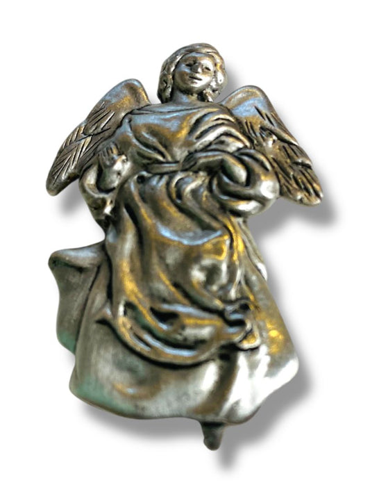 1982 Hallmark Pewter Angel Brooch Pin 2"