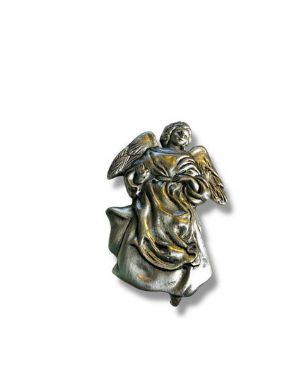 1982 Hallmark Pewter Angel Brooch Pin 2"