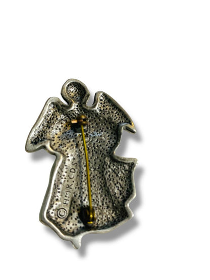 1982 Hallmark Pewter Angel Brooch Pin 2"