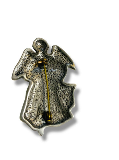 1982 Hallmark Pewter Angel Brooch Pin 2"
