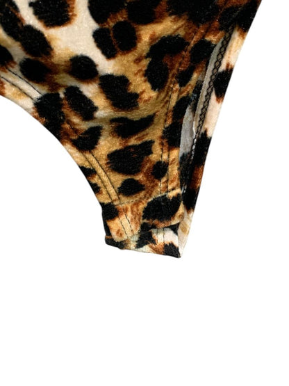 Medium Fashion Nova Leopard Print Velour Body Suit Spaghetti Strap