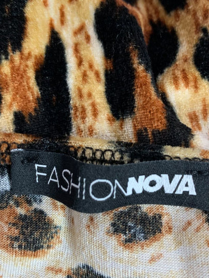 Medium Fashion Nova Leopard Print Velour Body Suit Spaghetti Strap