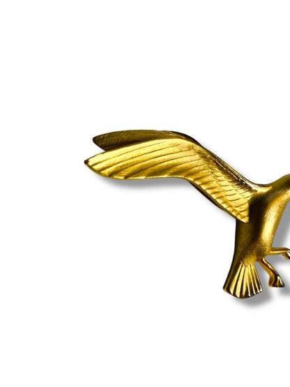 1980s Signed Giovanni Brushed Goldtone Seagull Brooch Pin 2.25"
