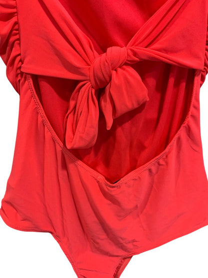 Medium Fashion Nova New Neon Pink Camila Ruched Bodysuit Tie Back