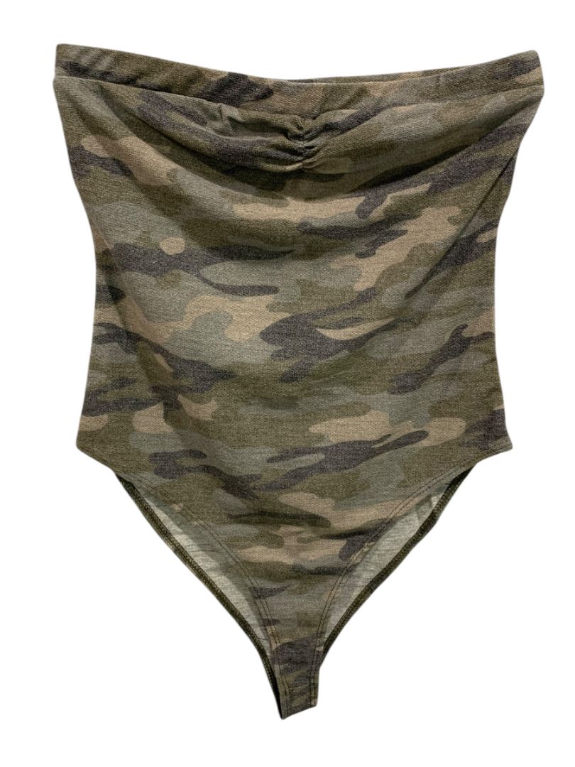 Medium Fashion Nova Womens Soft Camo Knit Bodysuit Strapless