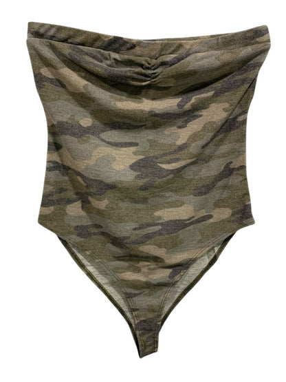 Medium Fashion Nova Womens Soft Camo Knit Bodysuit Strapless