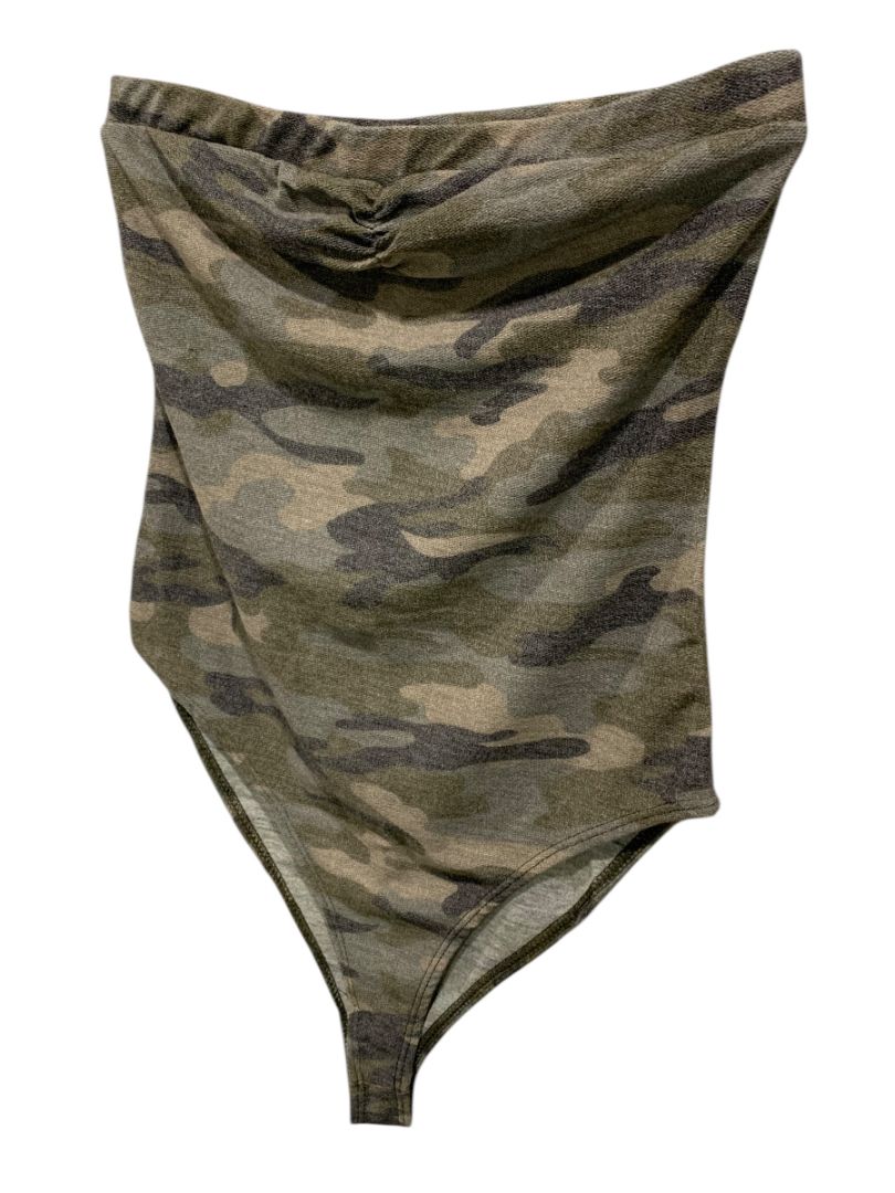 Medium Fashion Nova Womens Soft Camo Knit Bodysuit Strapless