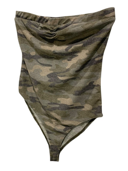 Medium Fashion Nova Womens Soft Camo Knit Bodysuit Strapless