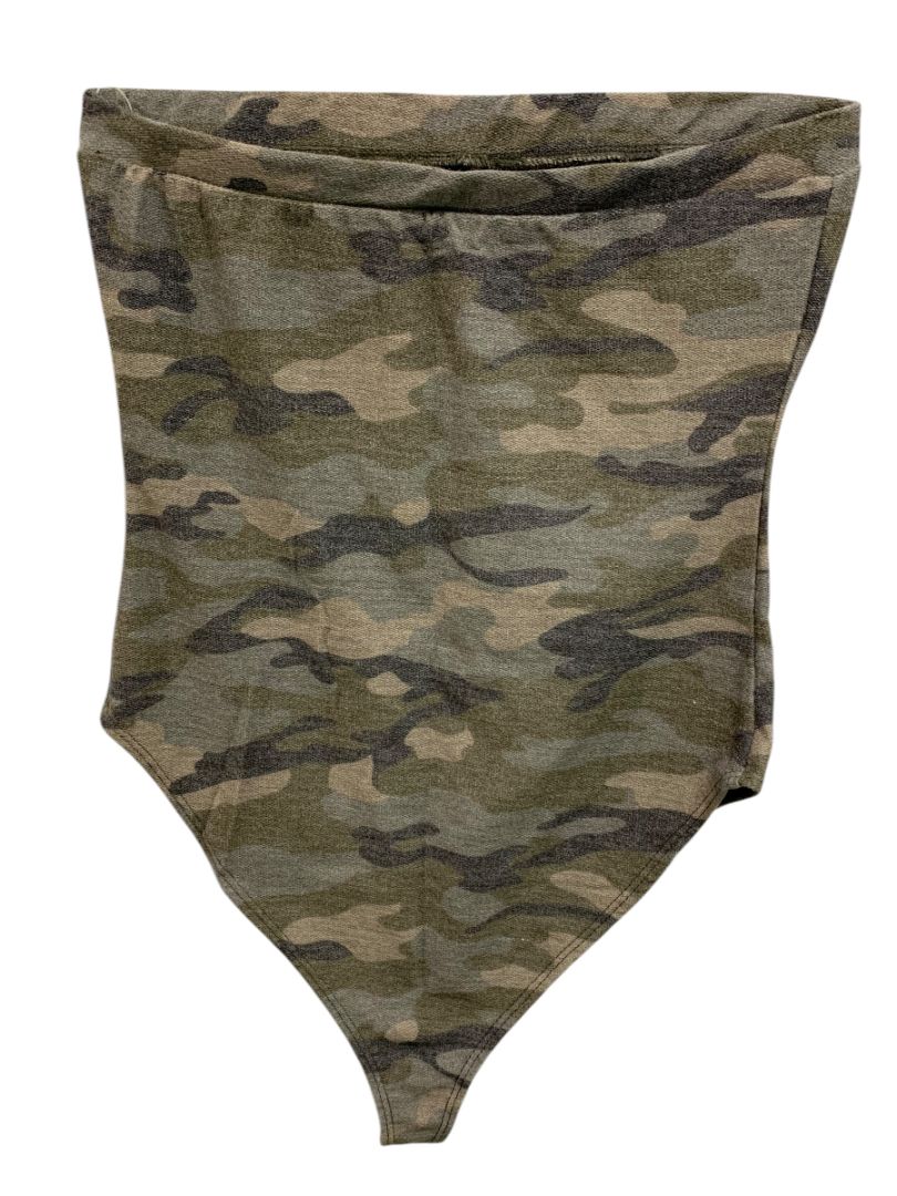 Medium Fashion Nova Womens Soft Camo Knit Bodysuit Strapless