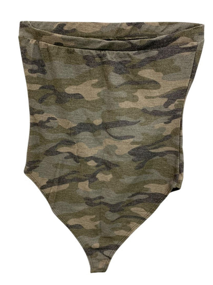 Medium Fashion Nova Womens Soft Camo Knit Bodysuit Strapless