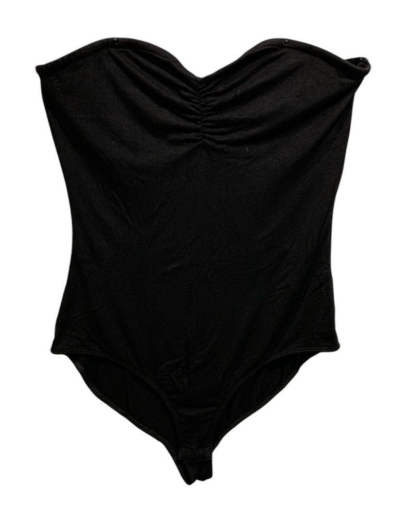 Large Bear Dance Knit Strapless Black Bodysuit Snap Closure