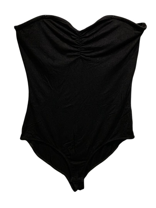 Large Bear Dance Knit Strapless Black Bodysuit Snap Closure