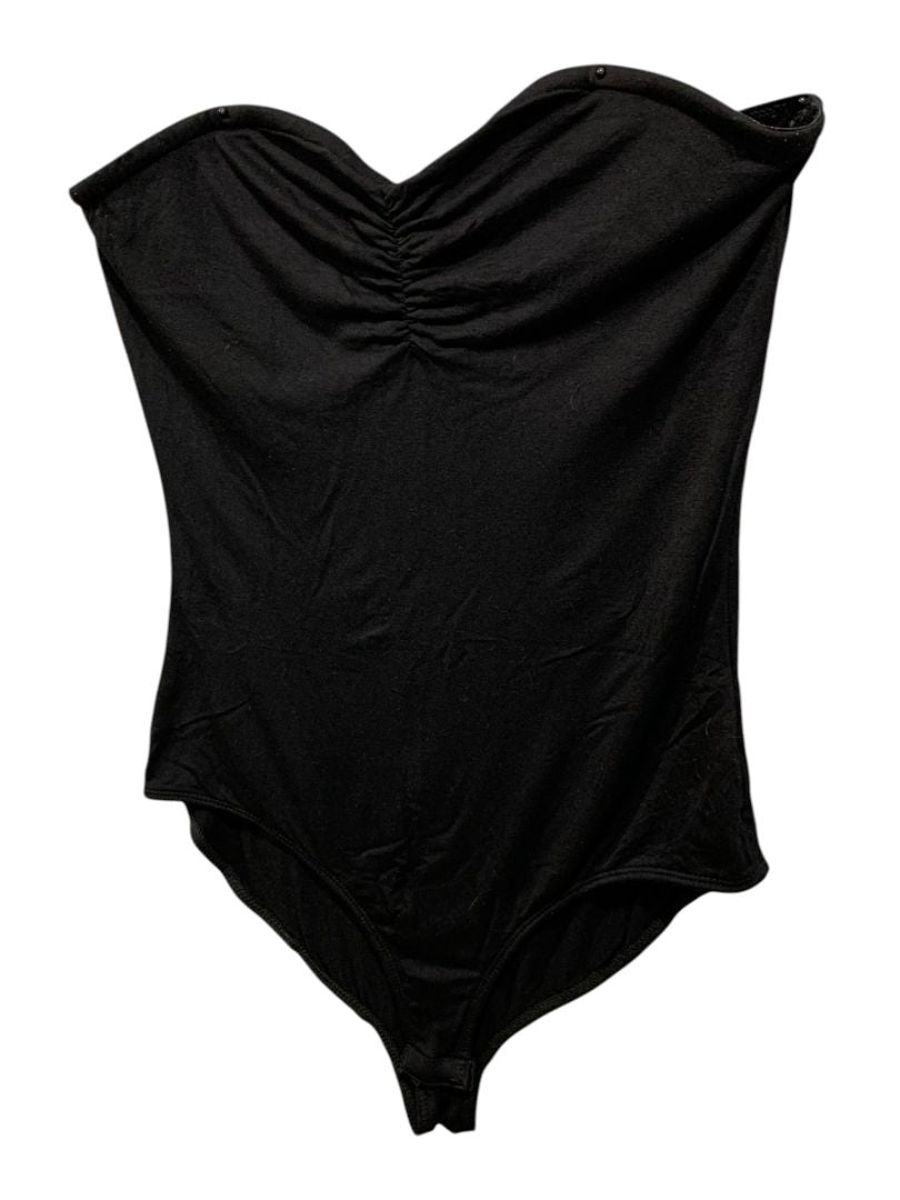 Large Bear Dance Knit Strapless Black Bodysuit Snap Closure