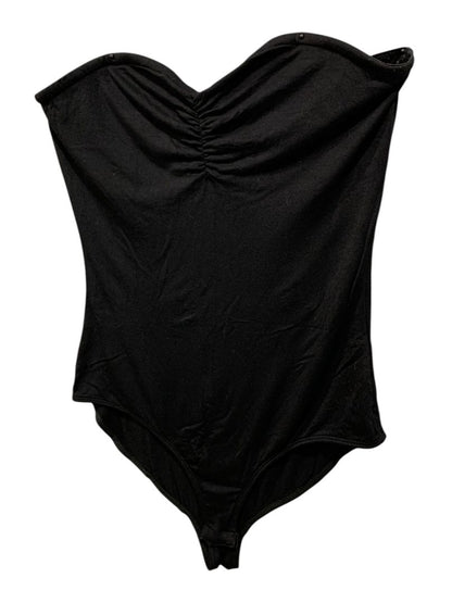 Large Bear Dance Knit Strapless Black Bodysuit Snap Closure