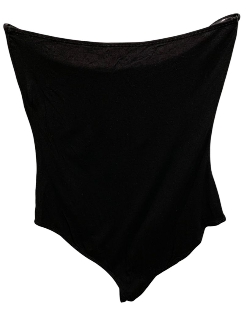 Large Bear Dance Knit Strapless Black Bodysuit Snap Closure