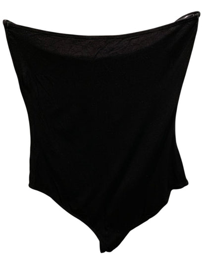 Large Bear Dance Knit Strapless Black Bodysuit Snap Closure