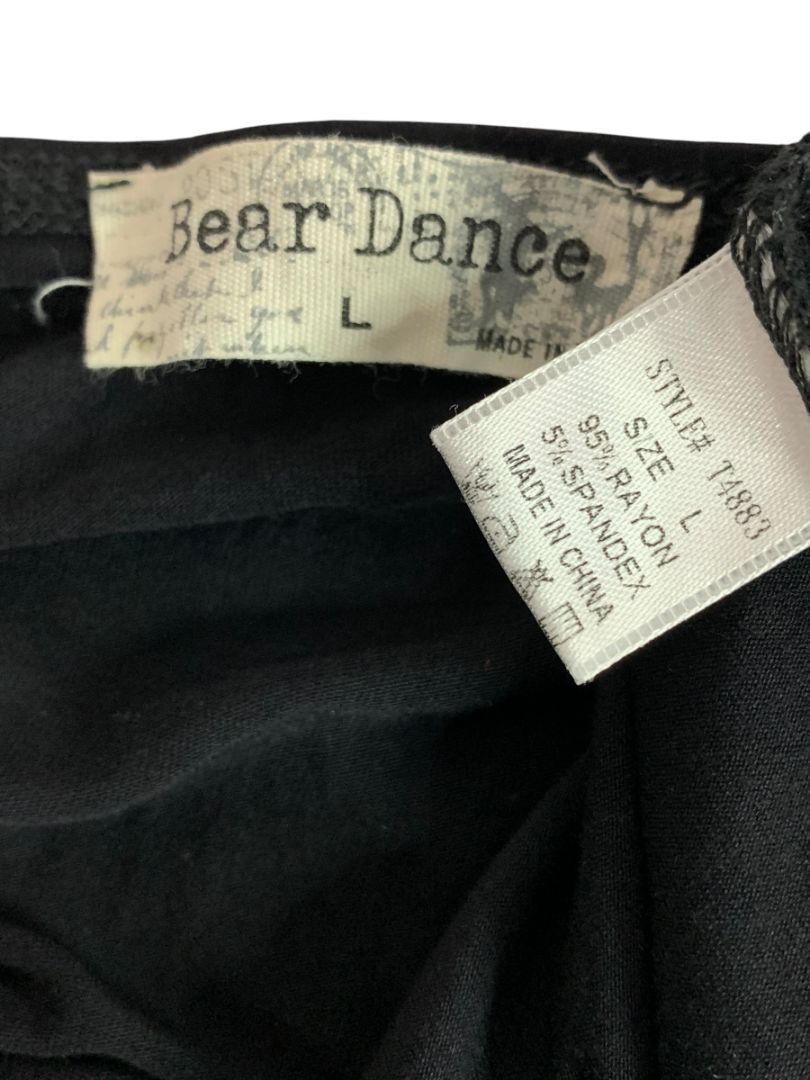 Large Bear Dance Knit Strapless Black Bodysuit Snap Closure