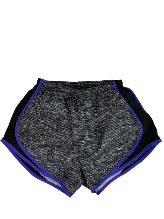 Small Nike Dri-Fit Womens Black Space Dye Purple Trim Running Shorts