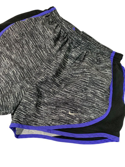 Small Nike Dri-Fit Womens Black Space Dye Purple Trim Running Shorts