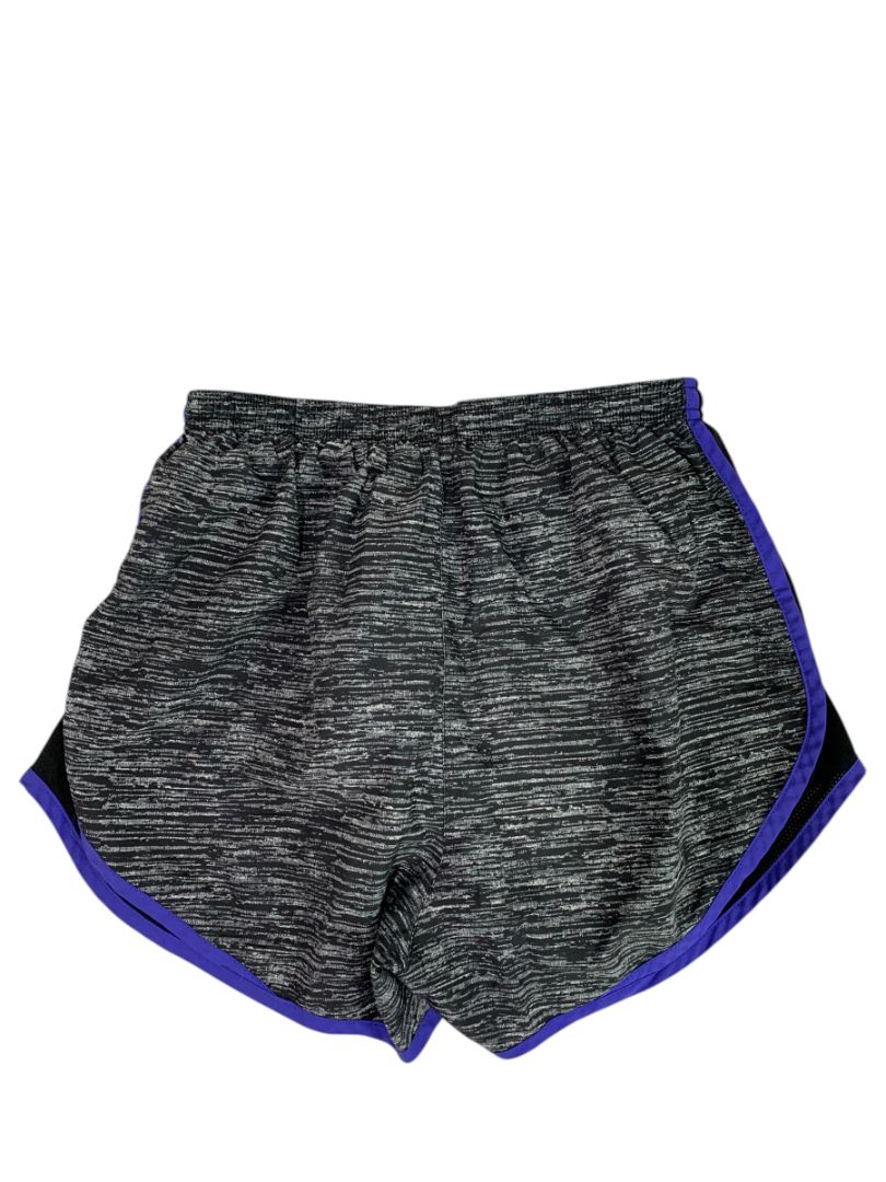 Small Nike Dri-Fit Womens Black Space Dye Purple Trim Running Shorts