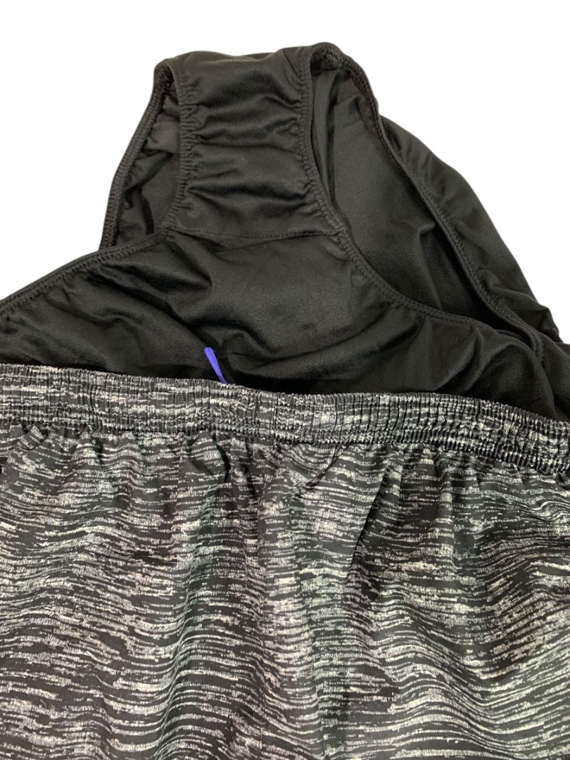 Small Nike Dri-Fit Womens Black Space Dye Purple Trim Running Shorts