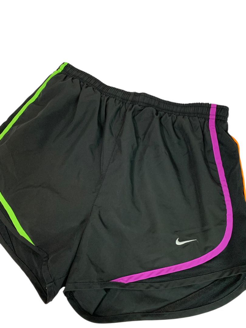Small Nike Dri-Fit Womens Black Rainbow Neon Trim Running Shorts