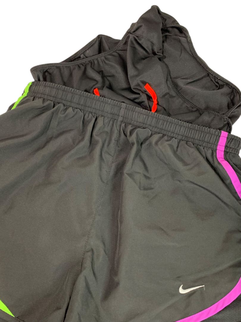 Small Nike Dri-Fit Womens Black Rainbow Neon Trim Running Shorts