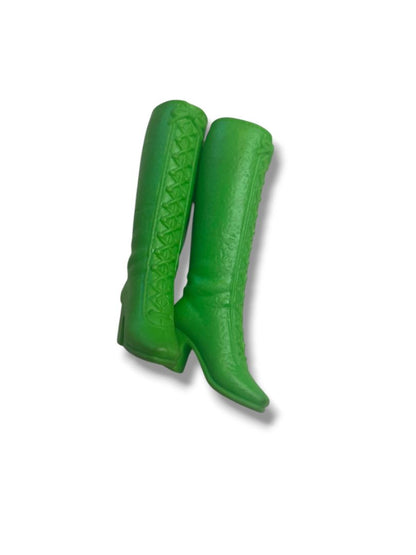 1970s Barbie Vintage Green Mod Style Retro Tall Boots Squishy