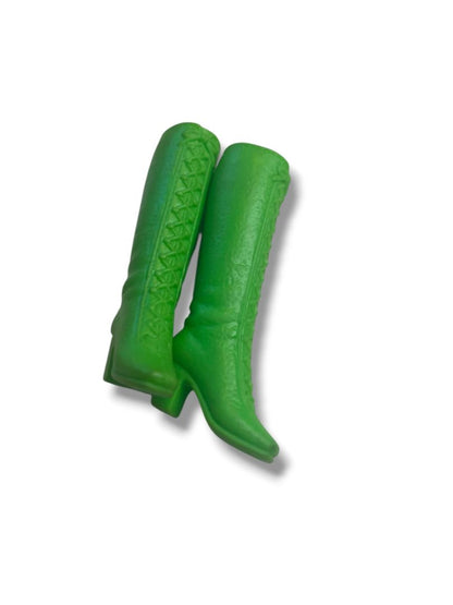 1970s Barbie Vintage Green Mod Style Retro Tall Boots Squishy