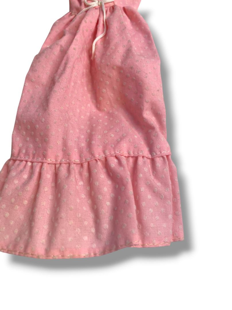 1974 Barbie Mattel Sweet 16 Pink Swiss Dot Dress Long