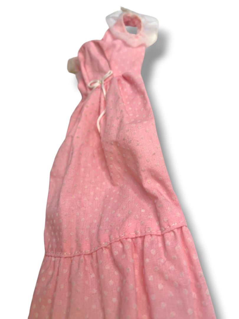 1974 Barbie Mattel Sweet 16 Pink Swiss Dot Dress Long