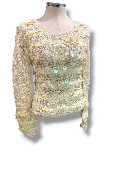 Medium Glory 3 by Gloria Furman Womens Vintage Palette Sequin Cream Sweater