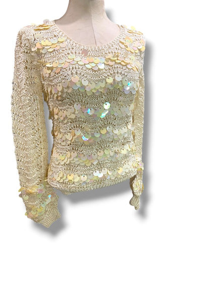 Medium Glory 3 by Gloria Furman Womens Vintage Palette Sequin Cream Sweater